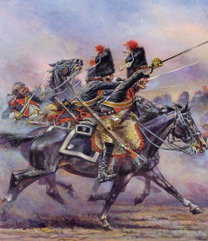 Конные карабинеры в сражении при Аустерлице. Художник А.Ф.Теленик. 