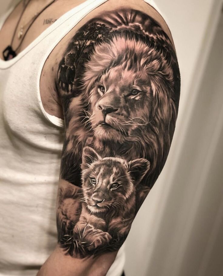 Тату тигр и лев