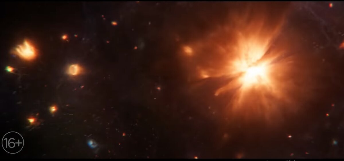 Кадр из трейлера фильма "Вечные" (дико извиняюсь за столь размытое изображение - как я ни старался, чётче поймать не получается)