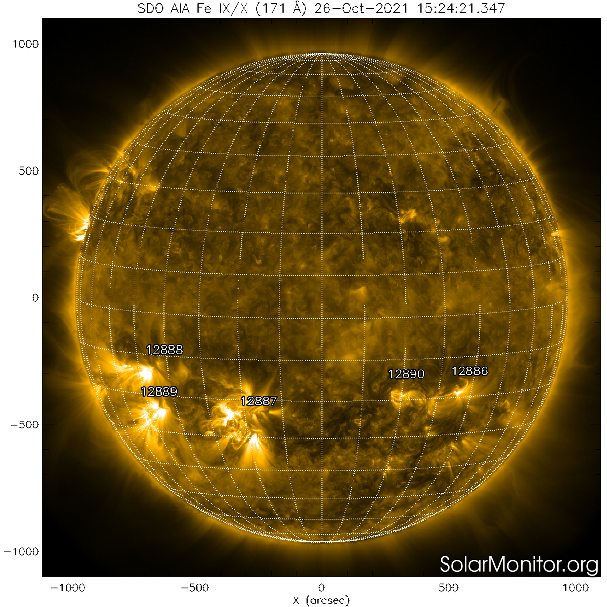 Солнце в УФ-лучах (линия железа IX-X, 171 ангстрем.