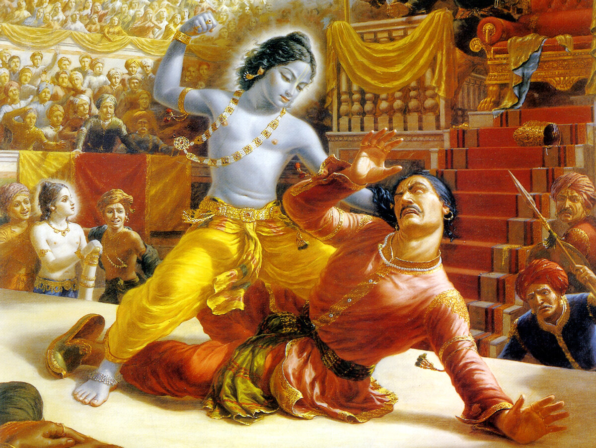 Кришна сражается с Камсой