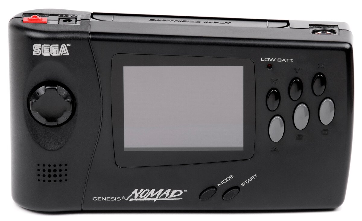 Sega Nomad. Своих игр не имела, но могла запускать игры от MegaDrive (на торце консоли даже слот под картриджи есть).