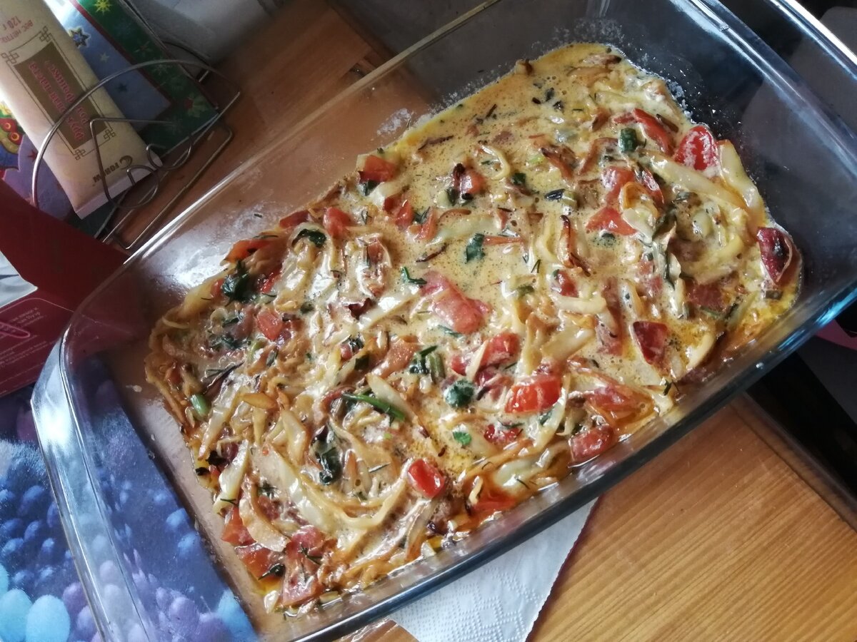 капустная запеканка готова отправиться в духовку