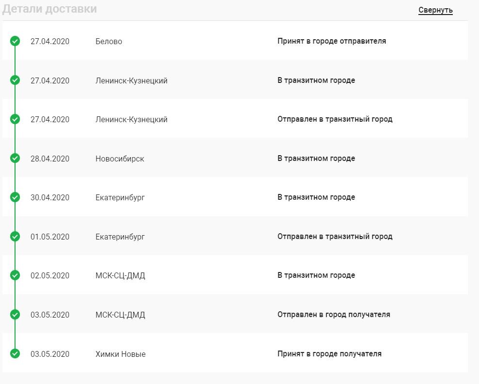 Данные с сайта СДЭК 