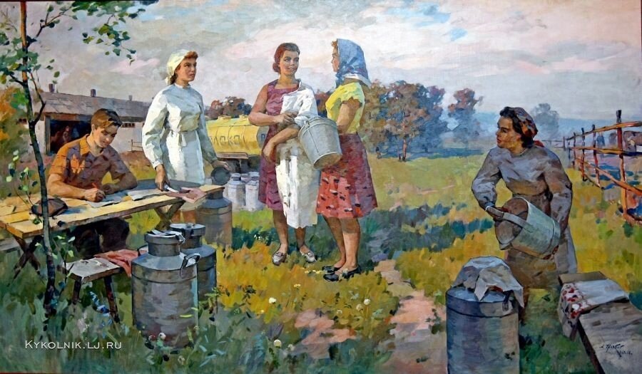 "Доярки", 1967 г. Художник Александр Журбий.