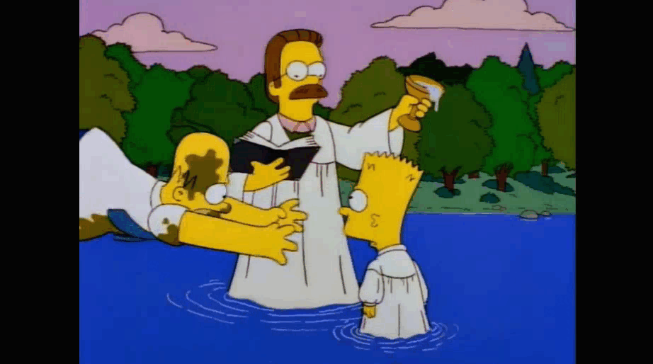 А ещё Гомер готов ради детей на всё. Например, он принял крещение за Барта //Симпсоны (The Simpsons), s07e03 © 20th Century Fox Film Corporation