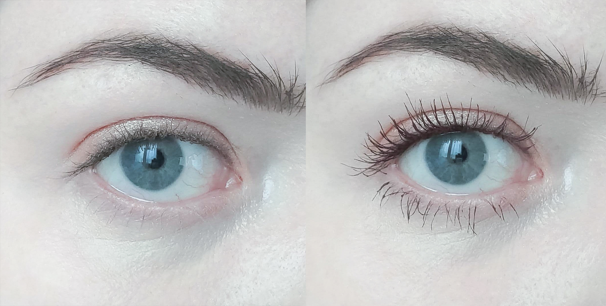 Глаз без туши и тушь Maybelline New York  Lash Sensational в 1 слой