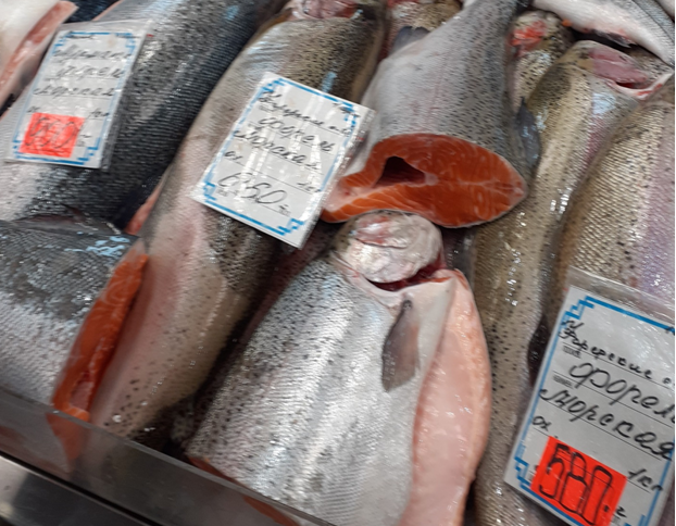 Форель морская Фарерские острова 580 рублей. Фото автора 