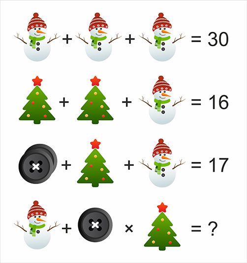 1)) 3+3=6 2)) 7+3=10 3)) 7-4=3 4)) 4+3=7 --- Christmas math worksheets, Math for