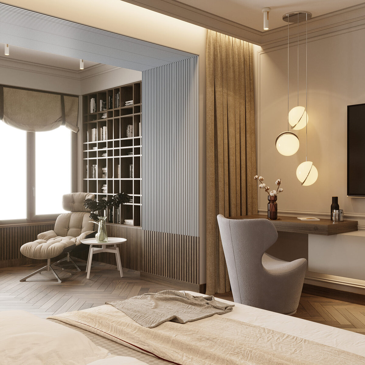 Гостиная с применением классических панелей "Reiki" от бренда "Relieffo"