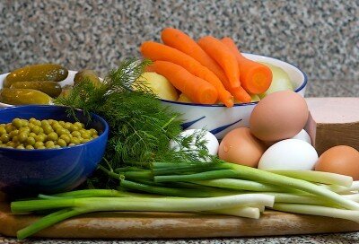 ингредиенты для салата Оливье