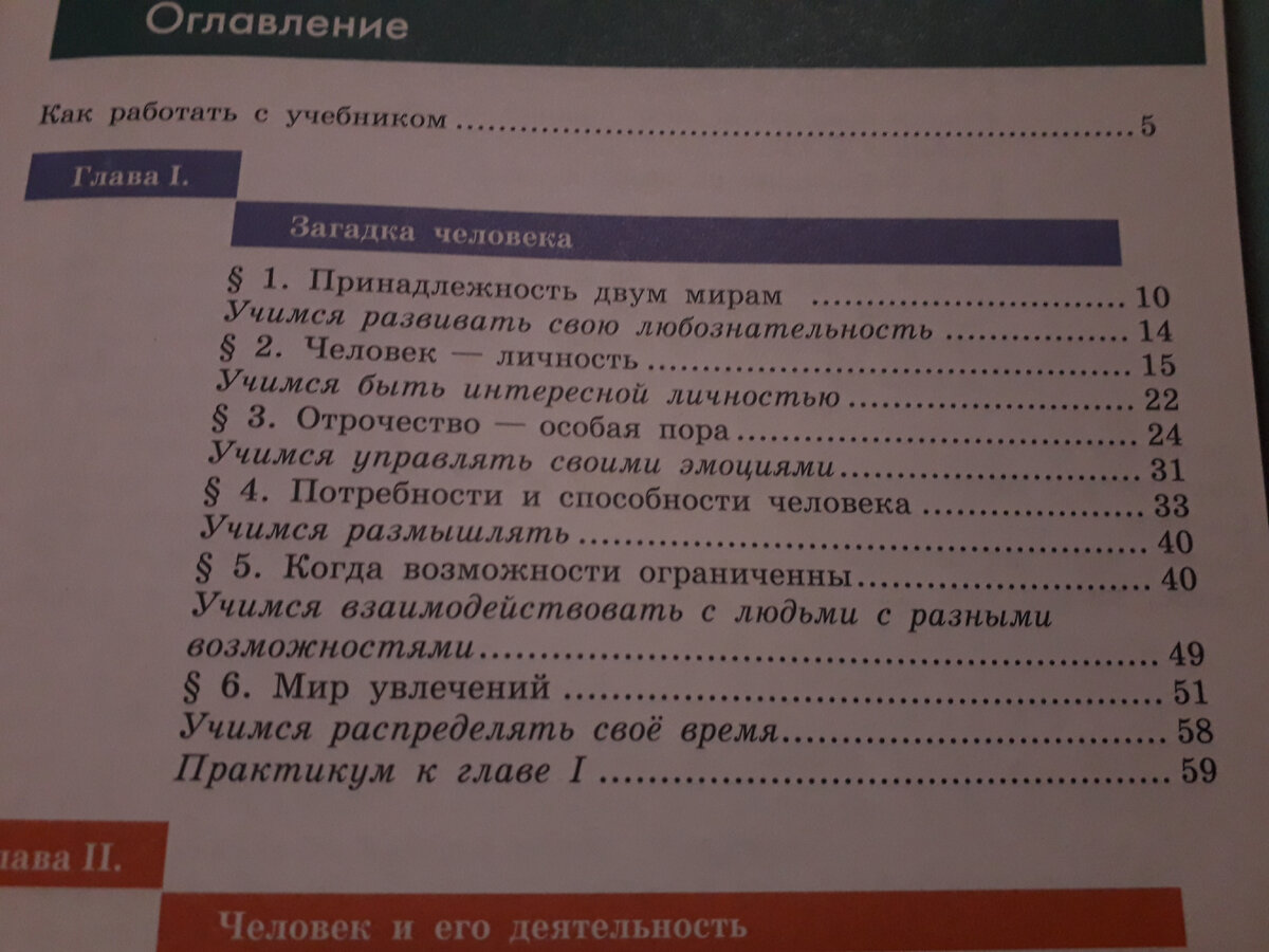 Изучила учебник обществознания у своей дочки-6-классницы. Все темы в оглавлении - как для классного часа. Фото автора.