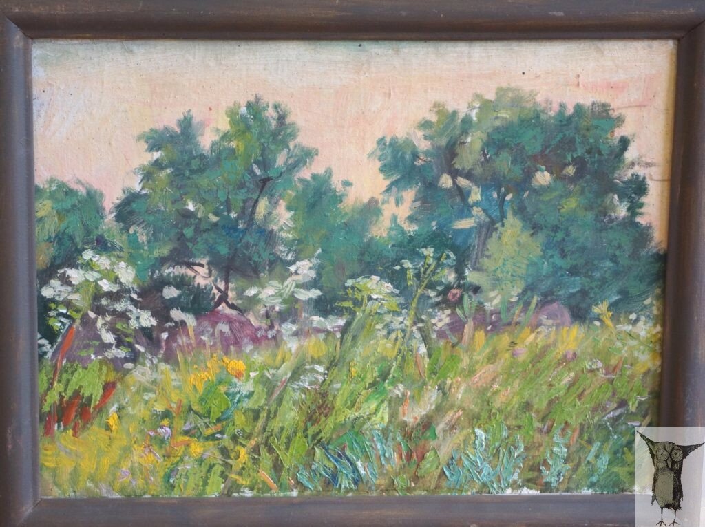 Виктор Сысоев Травы 30×40 двп масло 2004 г — 2 000