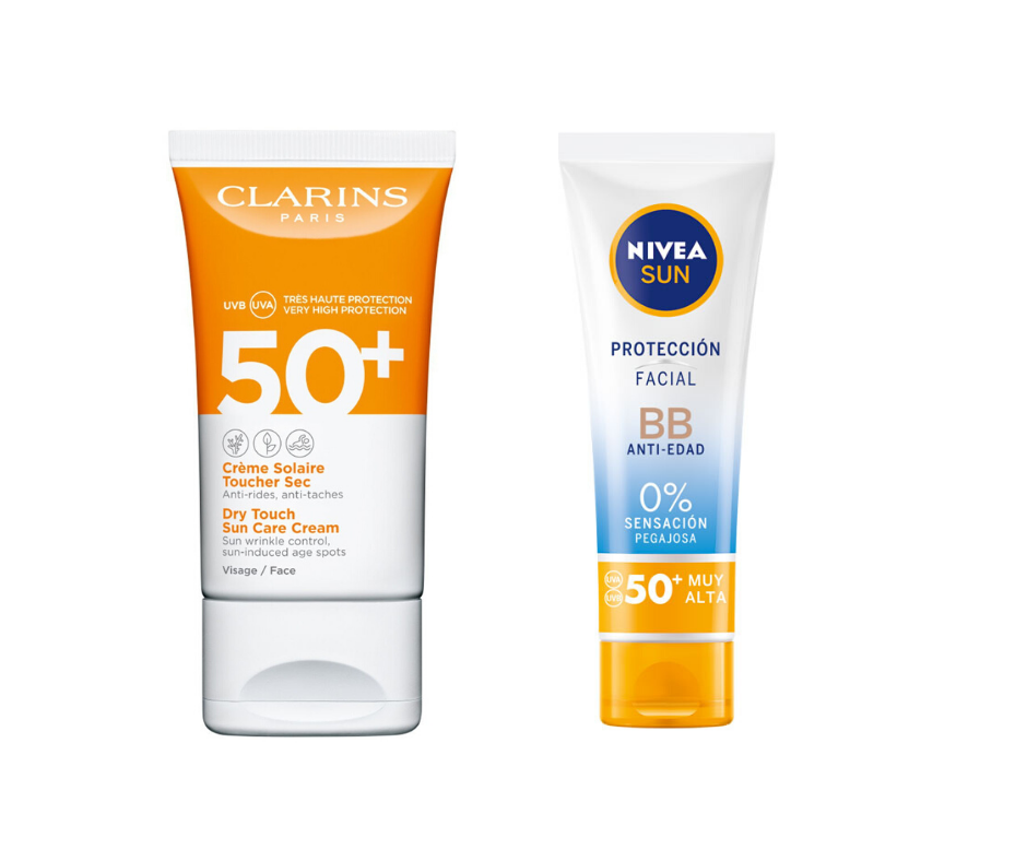 Увлажняющий крем Crème Solaire Toucher Sec Visage SPF 50+ и его бюджетный аналог Nivea Sun Ультра с SPF 50 