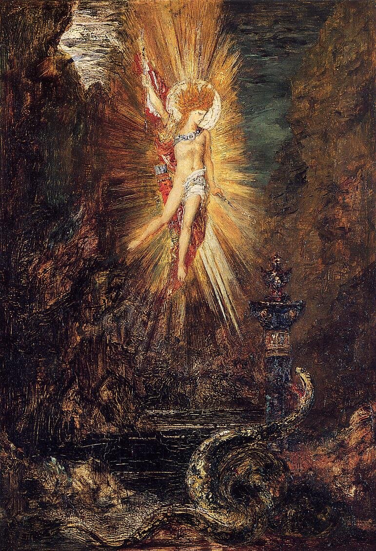 Гюстав Моро. "Битва Аполлона со змеем Пифоном". 1885
