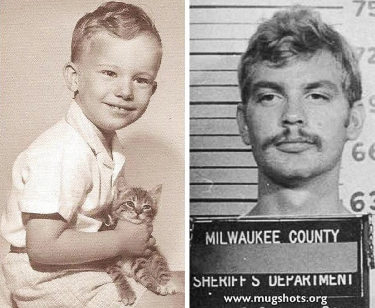 Джеффри Дамер - американский серийный убийца в детстве. Посмотрите как он держит котенка.