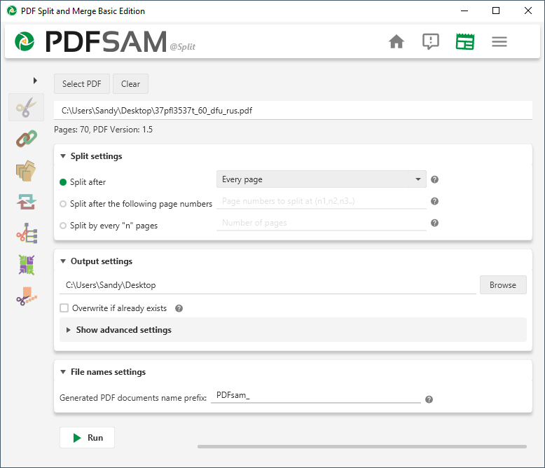 PDF SAM Basic - Split and Merge