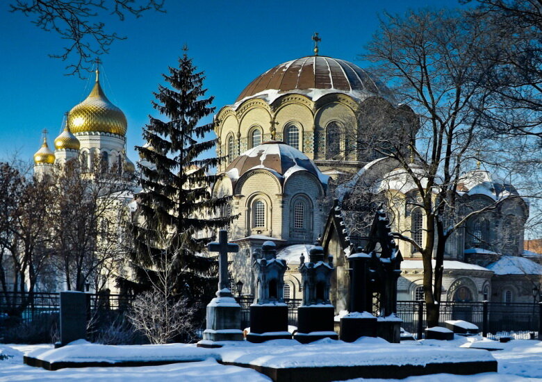 Воскресенский Новодевичий монастырь в Санкт-Петербурге. Современный вид