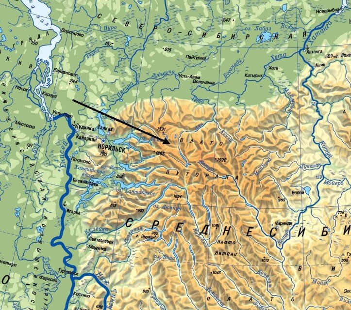 Вулкан путорана на карте россии