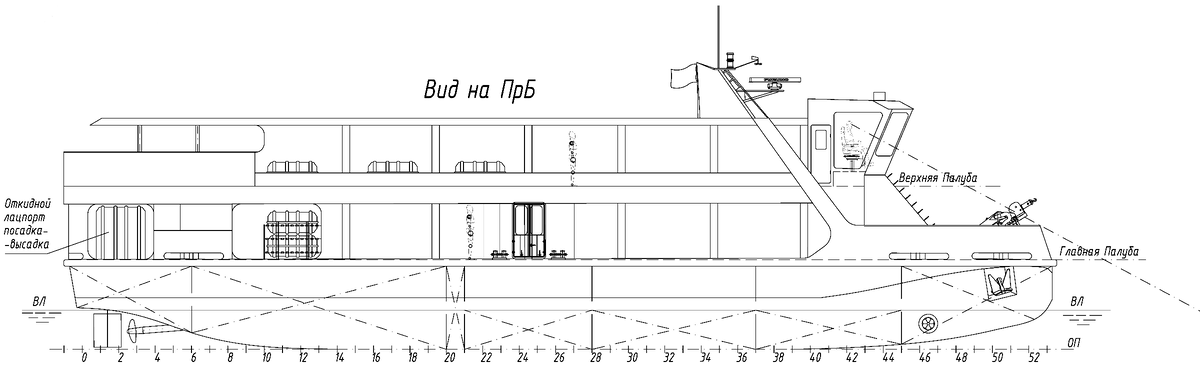 проект МПКСУ, общее расположение - вид на правый борт