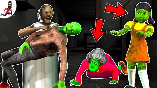 Granny vs Zombie Squid Game Doll (오징어 게임)) Zombie Scary Teacher ► funny horror animation