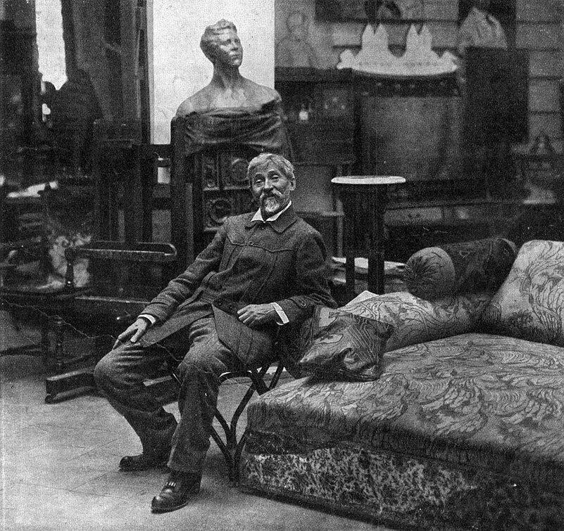 Илья Репин в своей мастерской в Пенатах (Куоккала), 1914