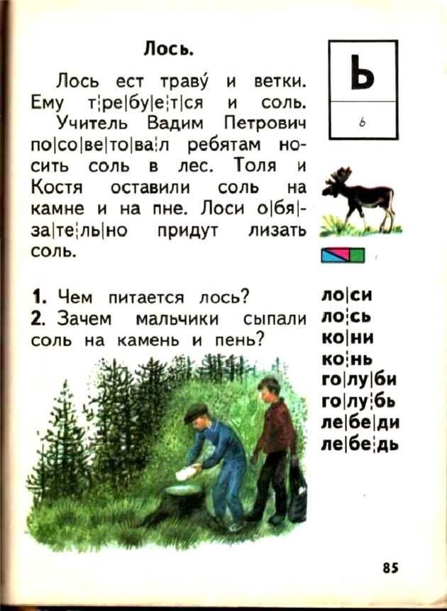      Доктор педагогических наук Всеслав Горецкий построил свой букварь не согласно алфавиту, а по частоте употребления букв в речи и на письме: открывали книгу «а» и «о», а закрывали «ь» и «ъ».-41