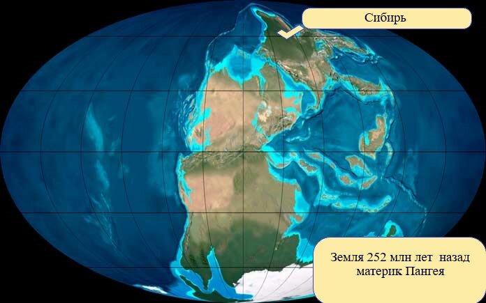 Земля 252 млн лет назад (материк Пангея)