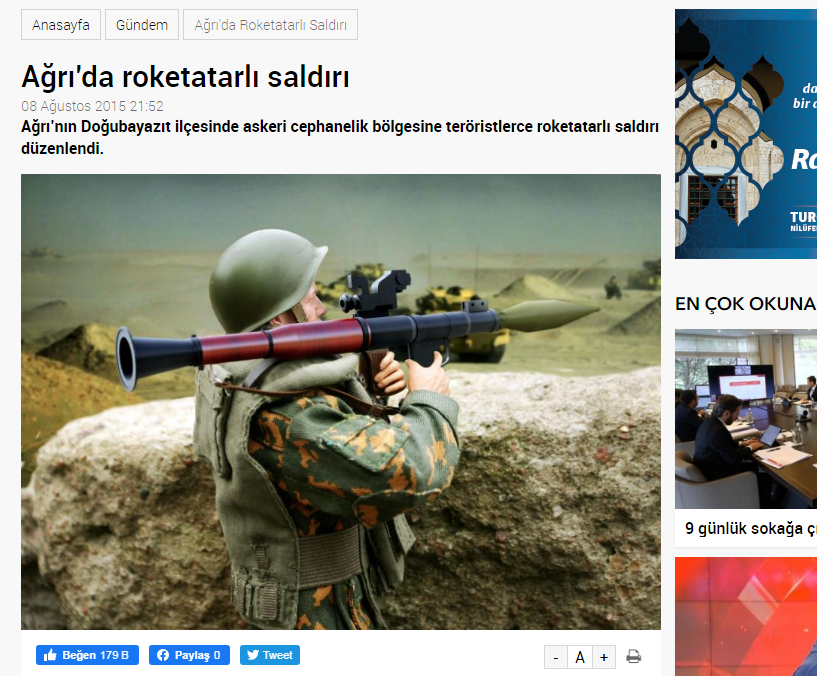 турецкий сайт со статьей о ракетном обстреле военной базы