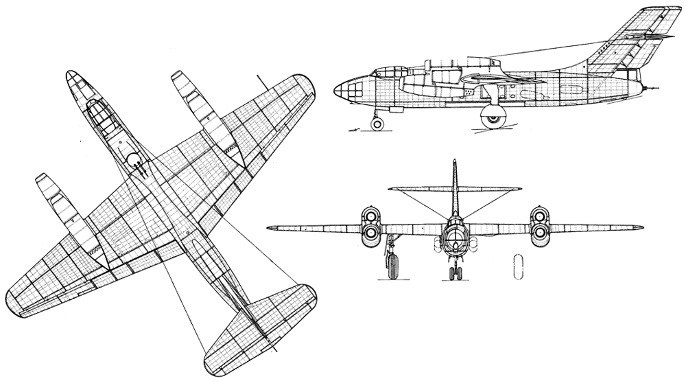 Схема бомбардировщика Су-10 с четырьмя двигателями. Источник: http://авиару.рф/