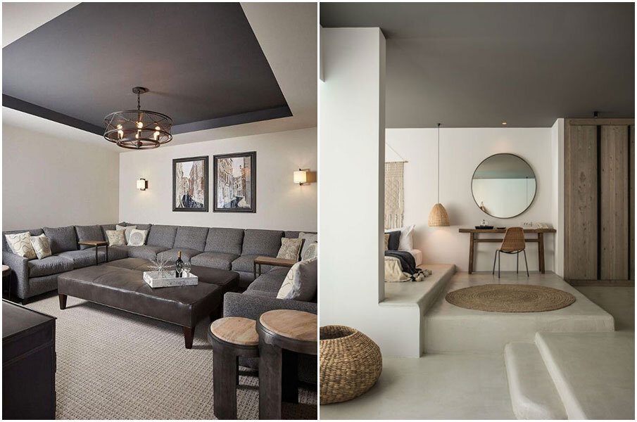 Отделка потолка с помощью краски 