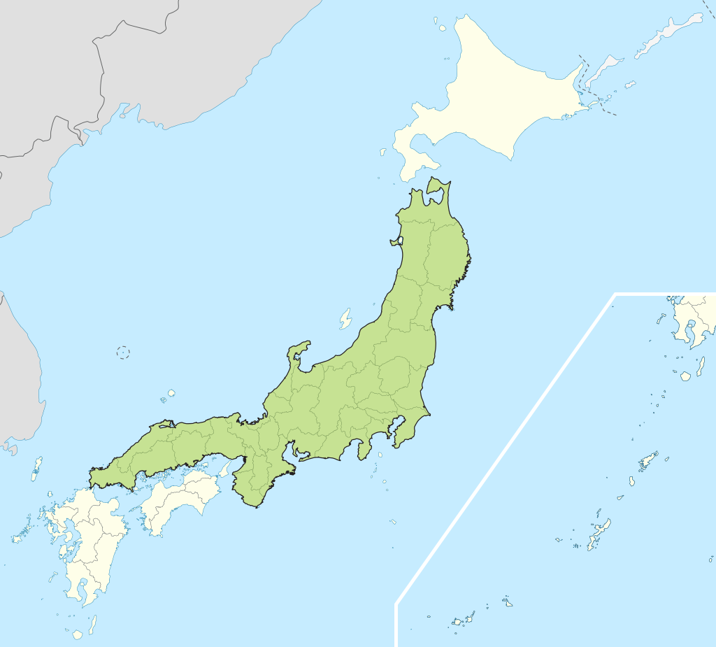 Остров Хонсю на карте Японии
