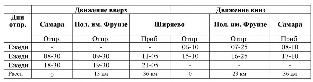 Первый рейс из Ширяево — в 6.10, из Самары — в 8.30.