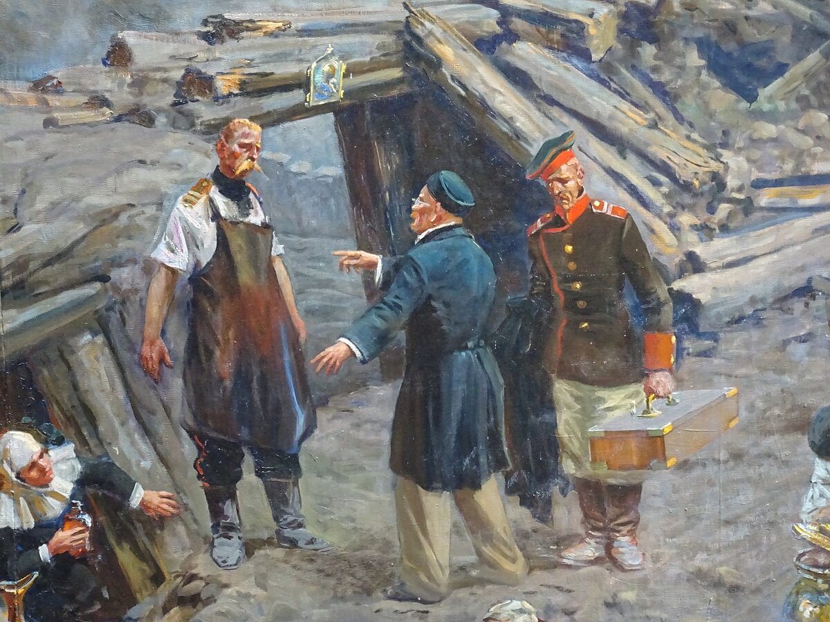 Н.И. Пирогов на панораме "Оборона Севастополя".