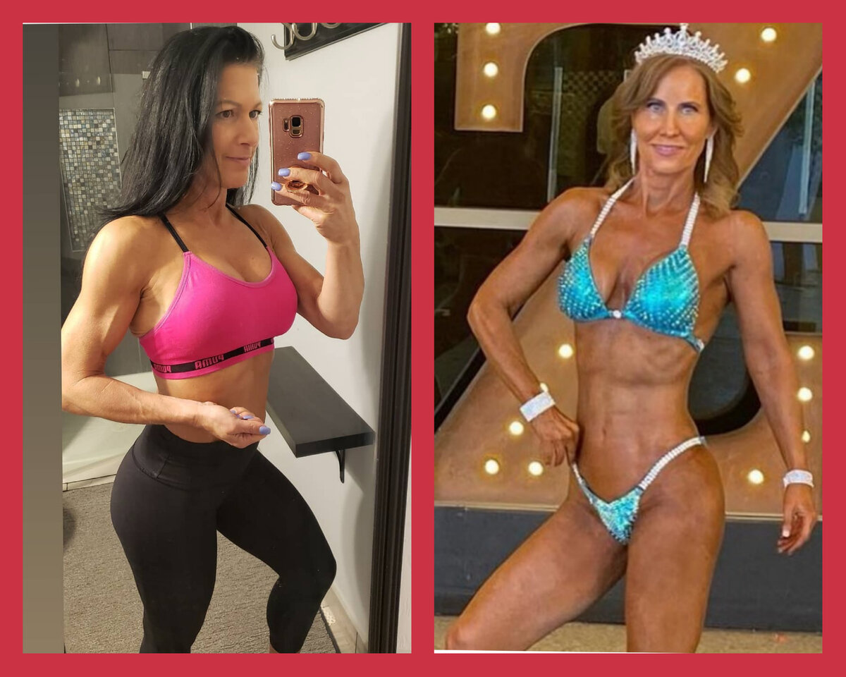 Девушки за 60. Слева - Джанет Линн Вест, Инстаграм @janetlynnwest_ifbb_pro. Справа - Шэрон Мари, Инстаграм @sharon_ironangelsfitclub. Пример того, как спорт и правильное питание позволяют держать внешний вид и здоровье на должном уровне
