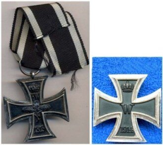 Железный крест 2-го класса образца 1813 г. и Железный крест 1-го класса образца 1914 г.