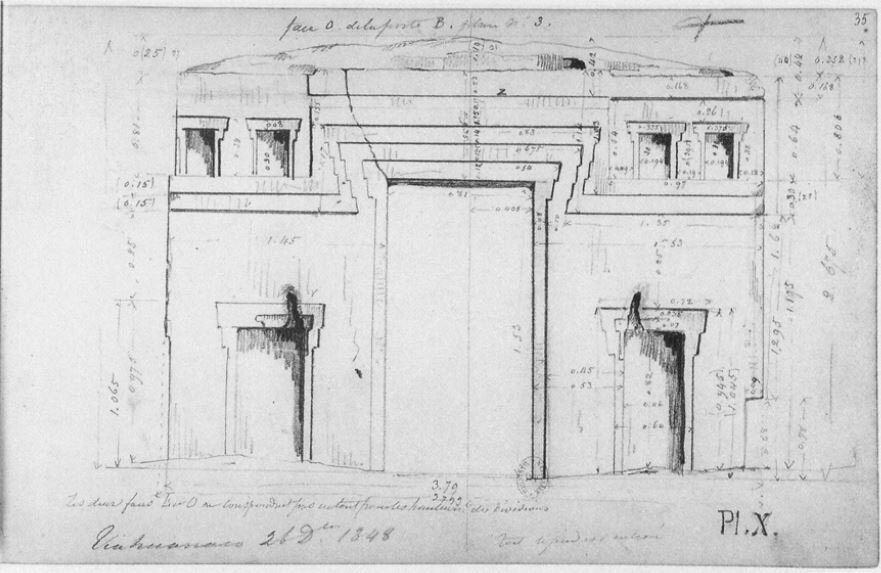 Чертёж Леонса Анграна. Тиауанако. Обратная сторона Ворот Солнца 1848г.
