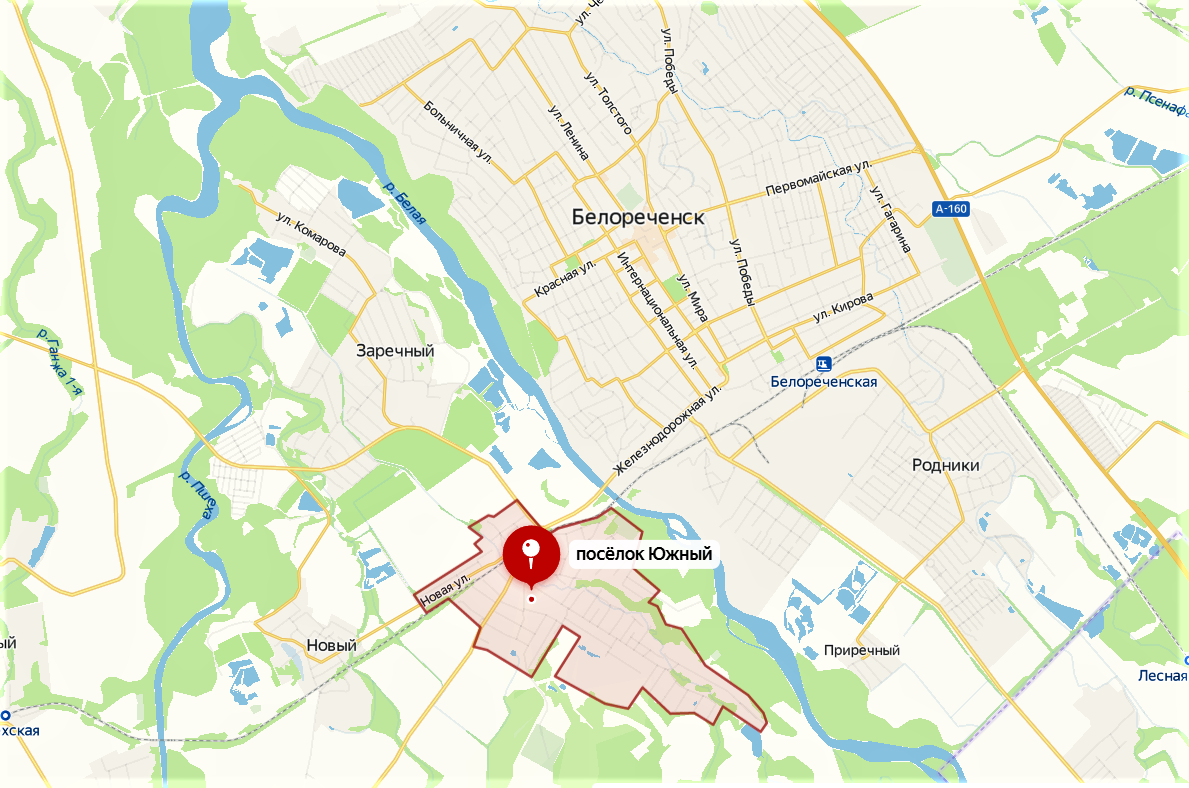 Поселок южный на карте