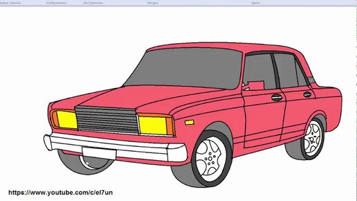 Как Нарисовать ВАЗ 2107 - How To draw Car VAZ 2107