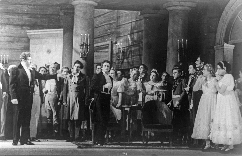 Сцена из оперы"Евгений Онегин", ГАБТ, 1951 г. Онегин - П. Норцов, Ленский - С. Лемешев.