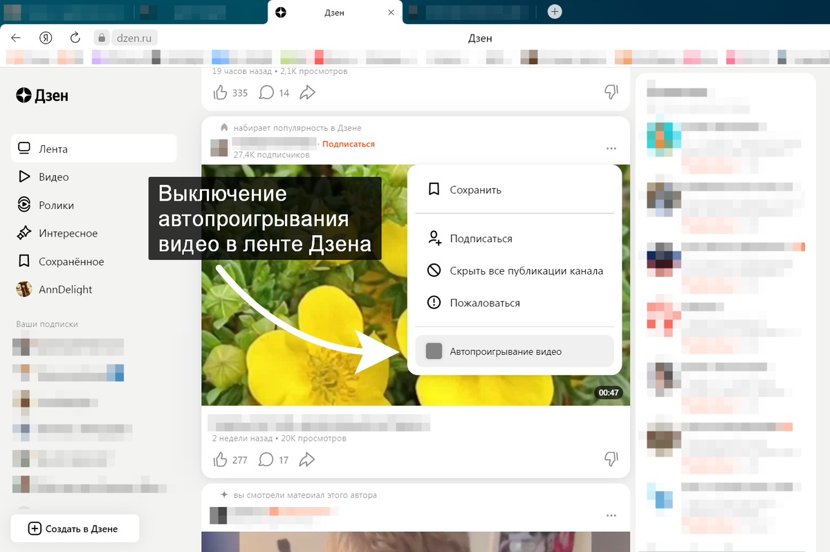 Способы отключить автовоспроизведение видео в ленте Дзена | AnnDelight |  Дзен