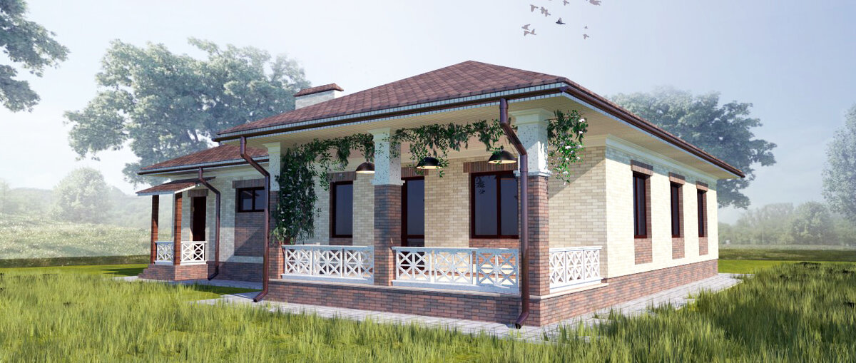 Проект одноэтажного дома с террасой