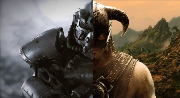 Берём Скайрим, меняем броню и оружие, леса и горы на Пустьшь и разрушенные здания и вуаля - получаем Фаллаут..