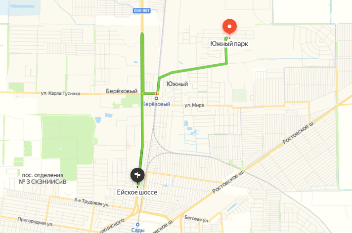 Маршрут до Краснодара