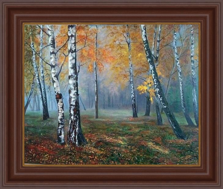 Туманное утро в березовом лесу. Холст, масло 60*80см. Автор Степанова Елена