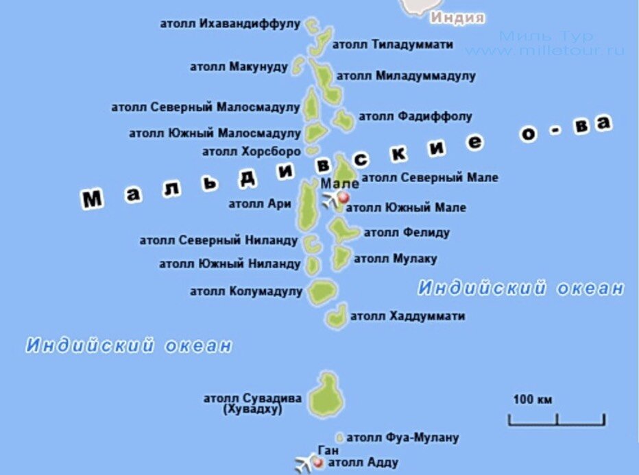 Подробная карта мальдивских островов