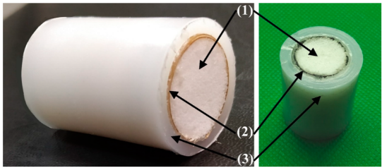 Образец состоит из пористого СВМПЭ (1), пленочного армирующего СВМПЭ (2) и пористого СВМПЭ (3).
Фото: Журнал Polymers.