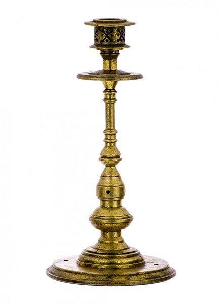 Подсвечник для одной свечи, бронза, литье, прорезной декор, Российская Империя, 1870-1917 гг.