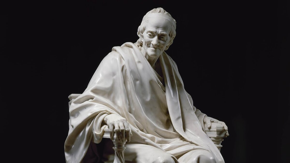 Ж. Гудон. Вольтер, сидящий в кресле. 