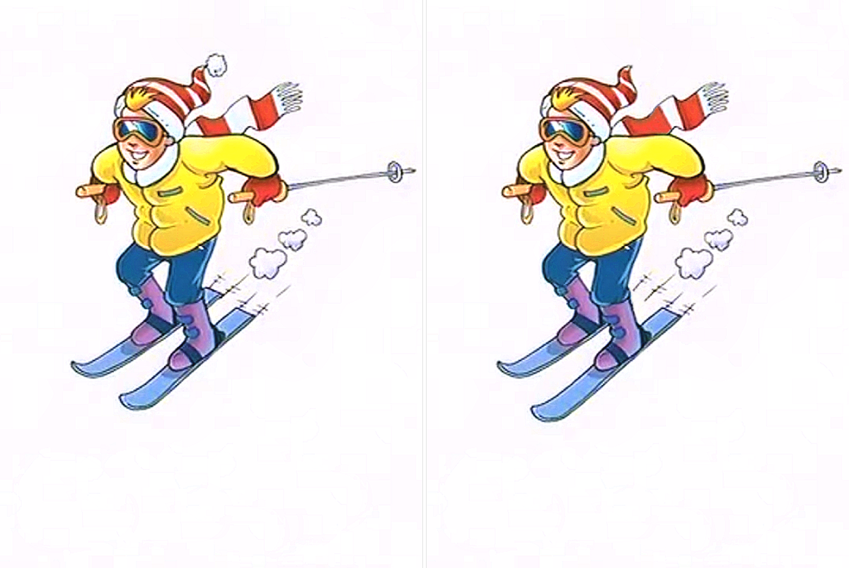 На изображениях Лыжник имеются 4 отличия🔎. Справитесь с поиском Тест на ...